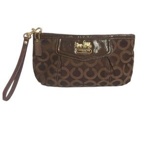 Coach Signature Canvas and Patent Leather Wristlest